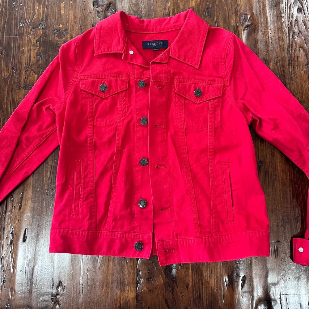 Petite Talbots Red Denim Jacket